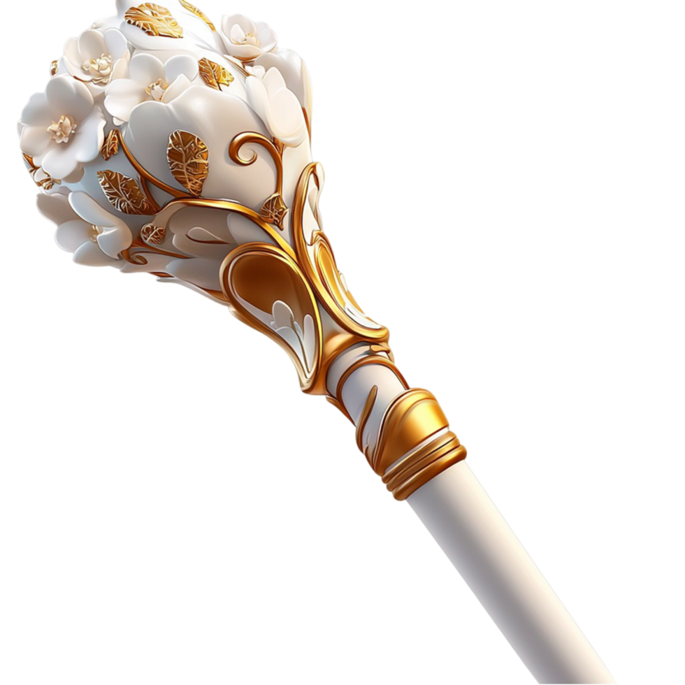 Ornate golden scepter with a pearlencrusted top symbolizing power nobility and royal ceremonial grandeur png