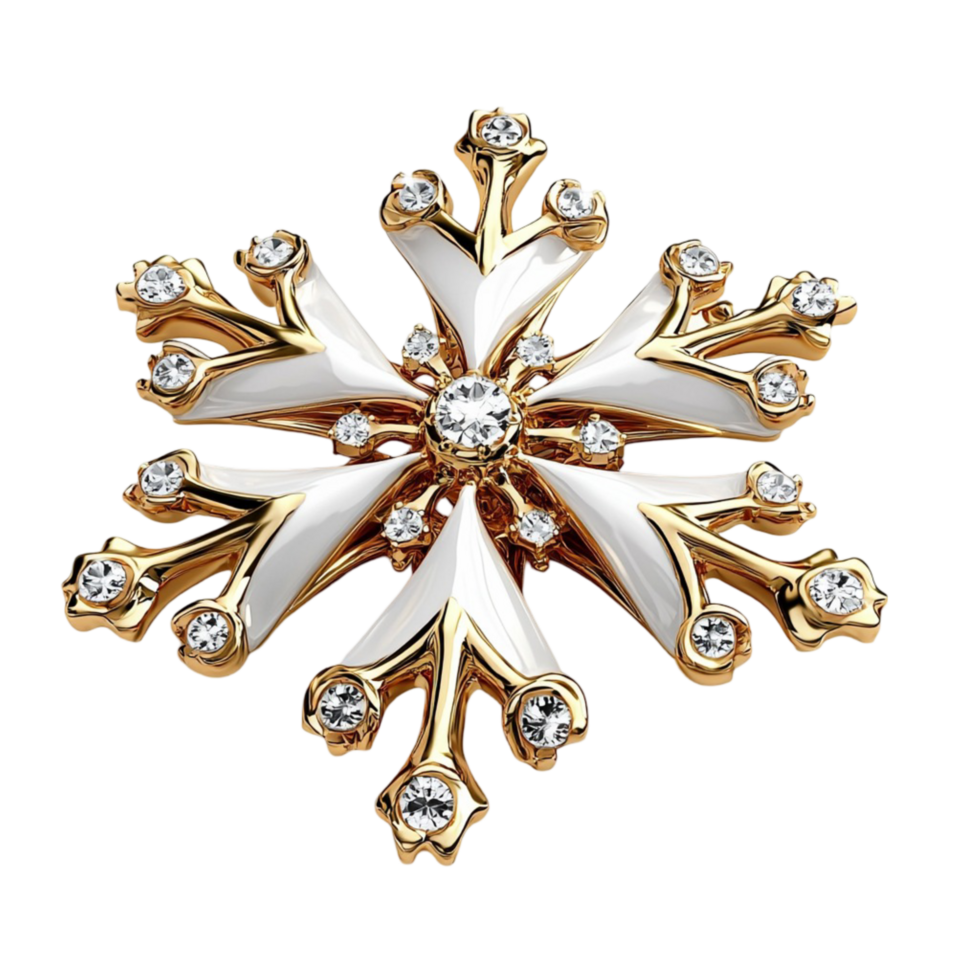 Intricate golden snowflake ornament with delicate patterns symbolizing the beauty magic and uniqueness of winter png