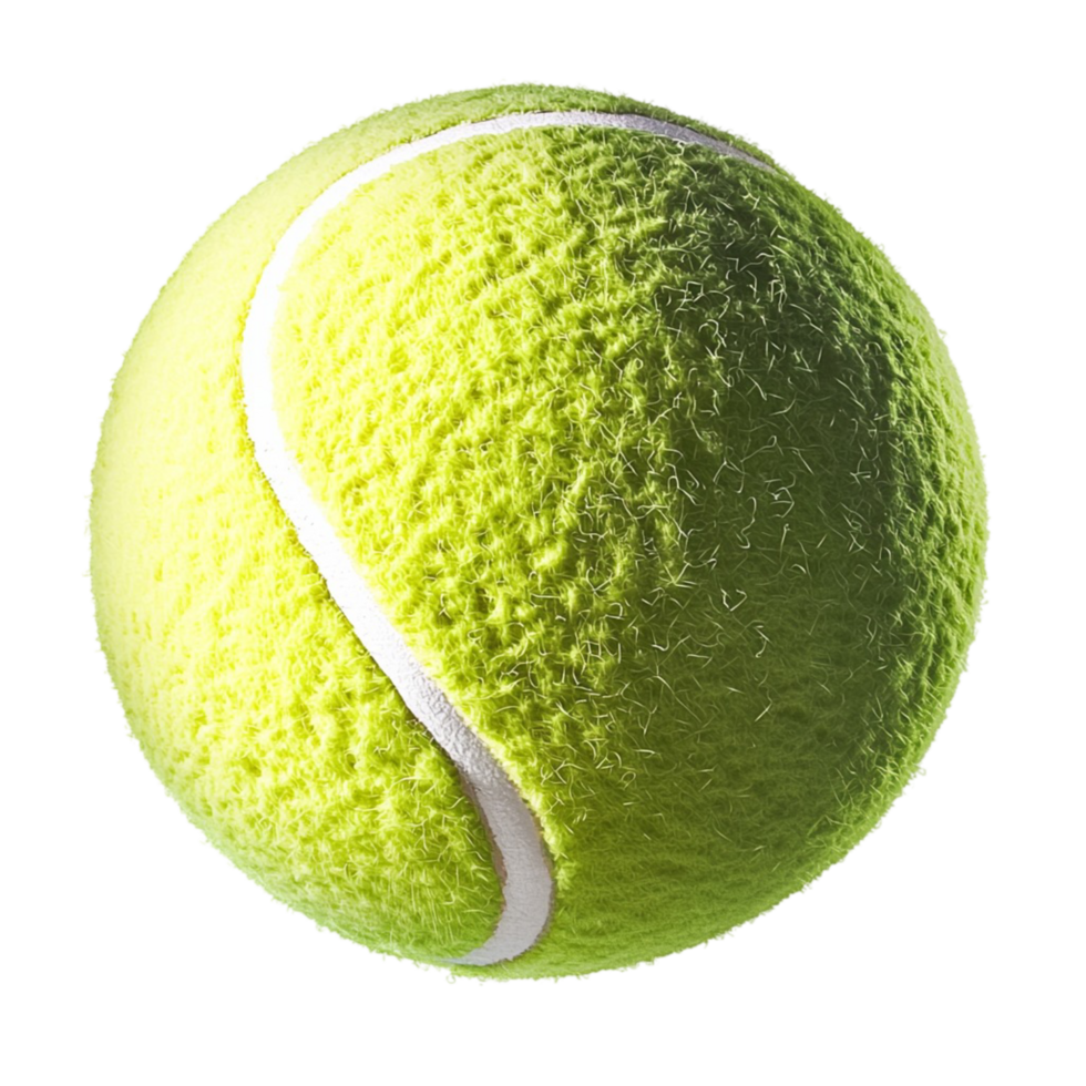Bright green tennis ball with a fuzzy texture representing sports energy and exciting competitive athletic performance png