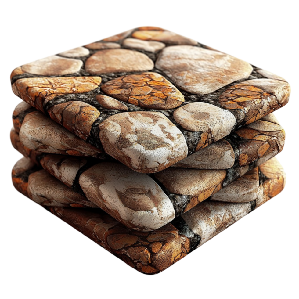 Neatly stacked natural river stones with smooth textures creating balance harmony and peaceful meditation energy png