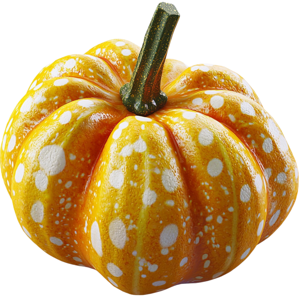 Beautiful yellow pumpkin with white polka dots symbolizing autumn harvest and festive seasonal celebration png