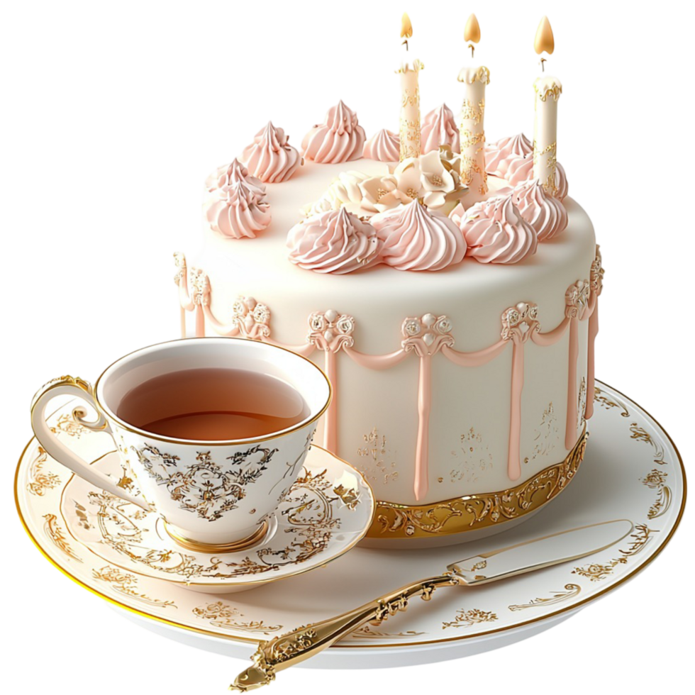 Classic tea set with a floral teacup and saucer symbolizing warmth relaxation tradition and refined teadrinking elegance png