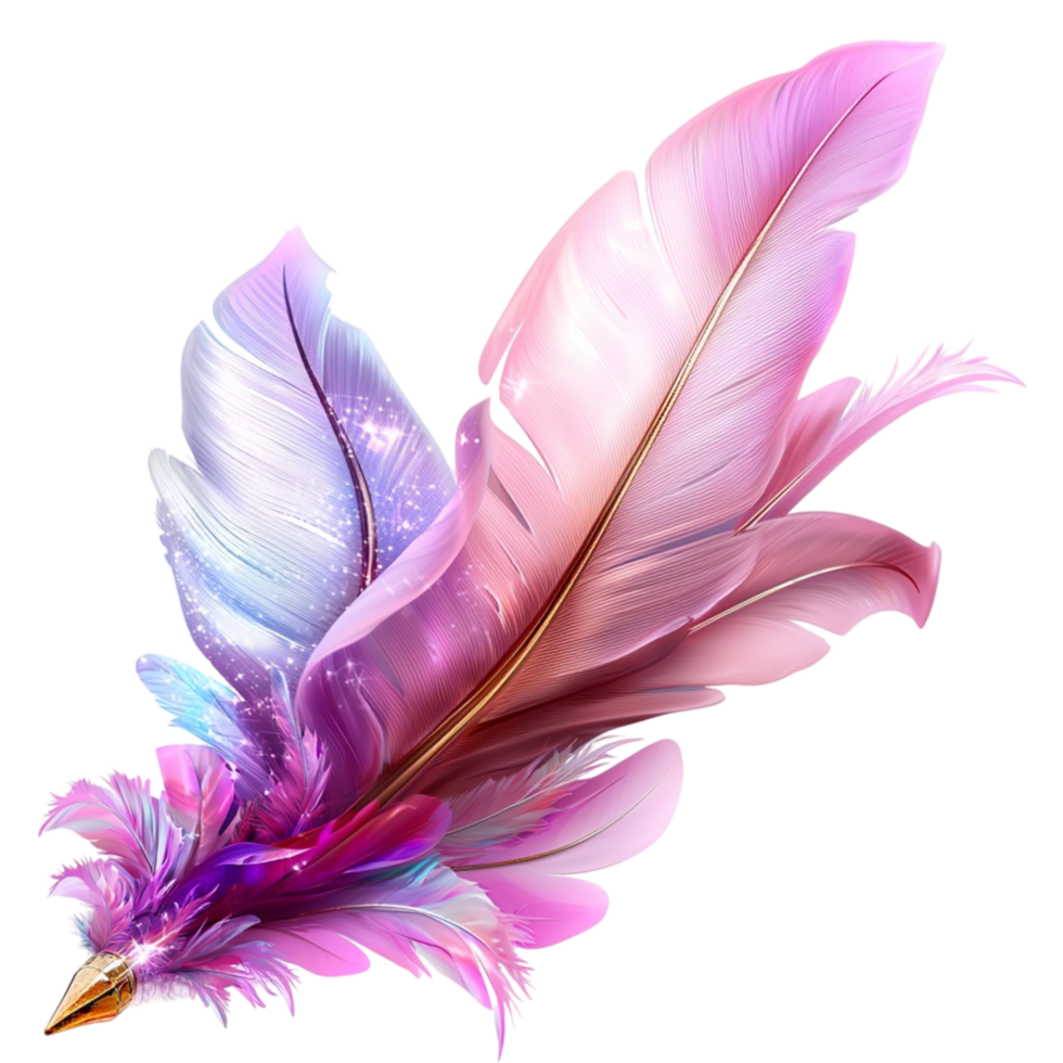Soft pink and purple feathers with delicate details symbolizing grace beauty nature andistic feathered elegance png