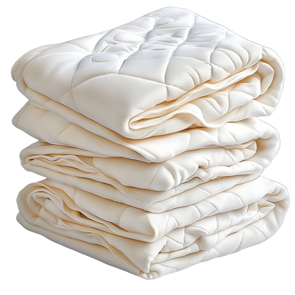 Neatly folded white blankets with plush texture symbolizing warmth coziness softness and the comfort of home essentials png