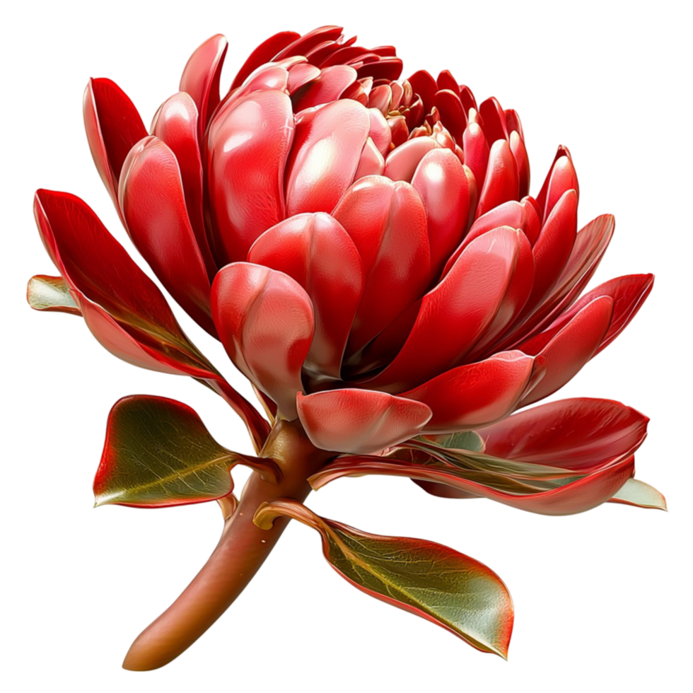 Elegant red protea flower with lush petals symbolizing beauty strength resilience and the wonders of exotic botanical species png
