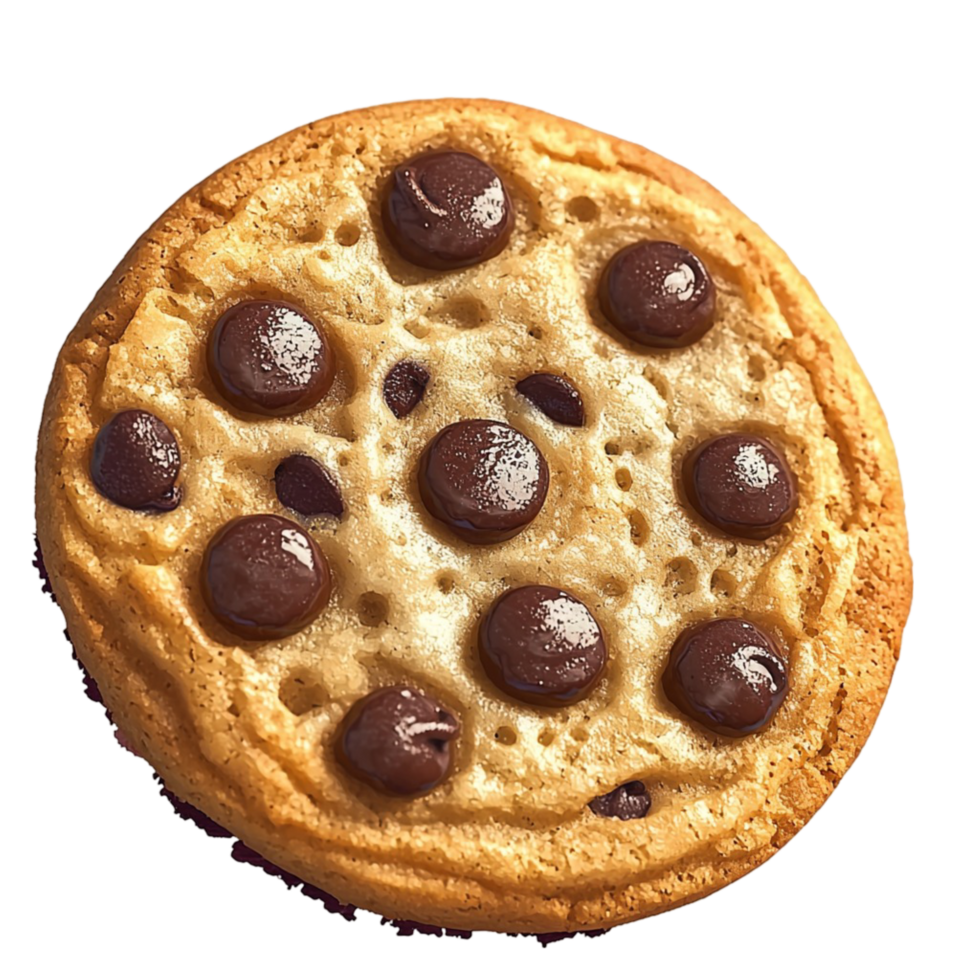 Freshly baked golden chocolate chip cookie symbolizing warmth comfort sweetness and the joy of homemade treats png