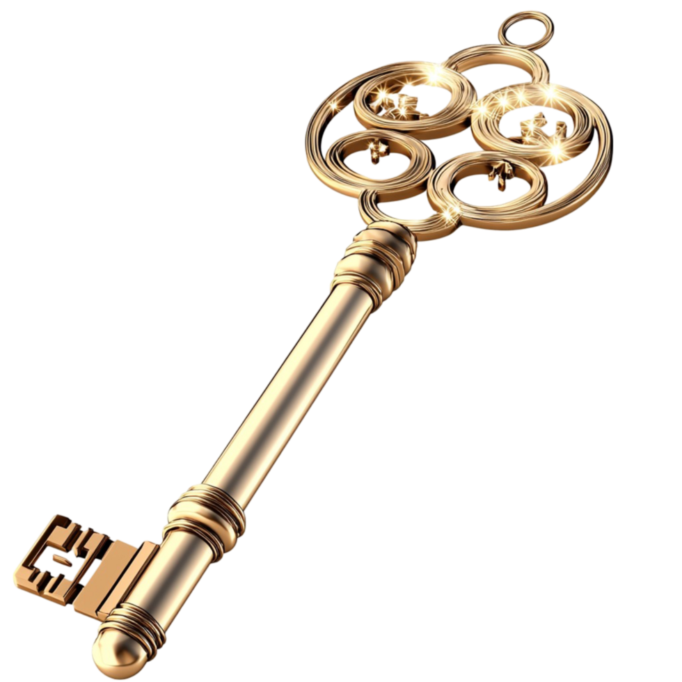 Vintage golden key with ornate details symbolizing mystery history elegance and the timeless allure of unlocking secrets png