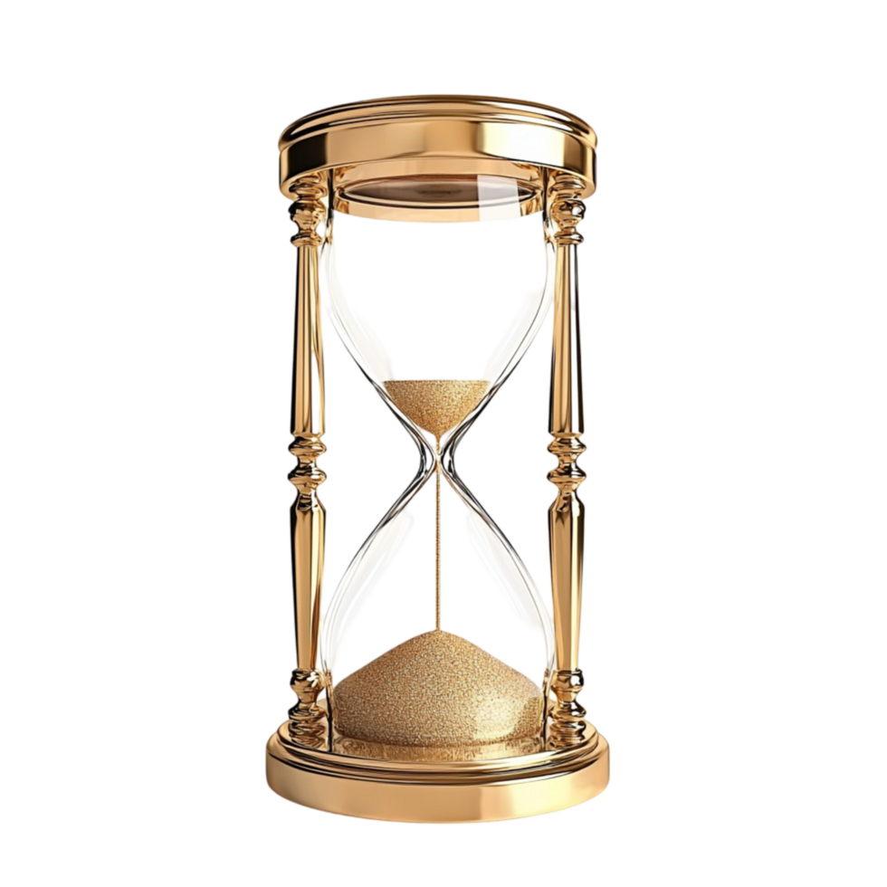 Elegant antique hourglass with golden details symbolizing time patience wisdom and the mesmerizing beauty of flowing sand png