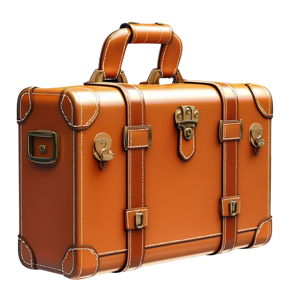 Stylish vintage suitcase with leather straps symbolizing travel adventure nostalgia and the charm of classic luggage png