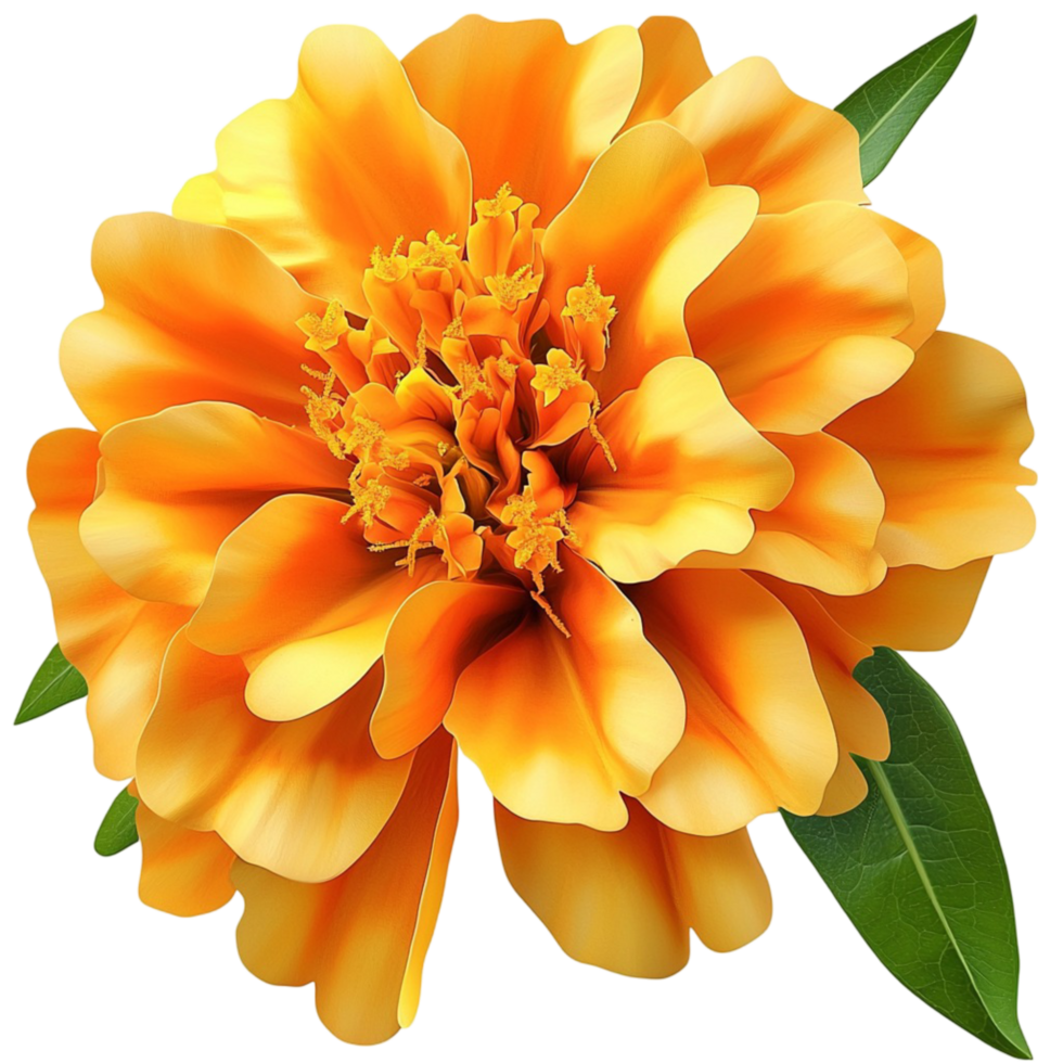 Vibrant orange marigold flower in full bloom symbolizing beauty warmth nature and the cheerful charm of floral arrangements png