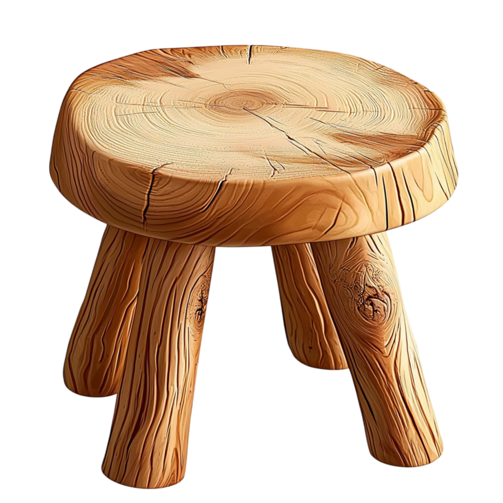 Rustic wooden stool with natural texture symbolizing simplicity durability craftsmanship and the classic charm of farmhouse furniture png