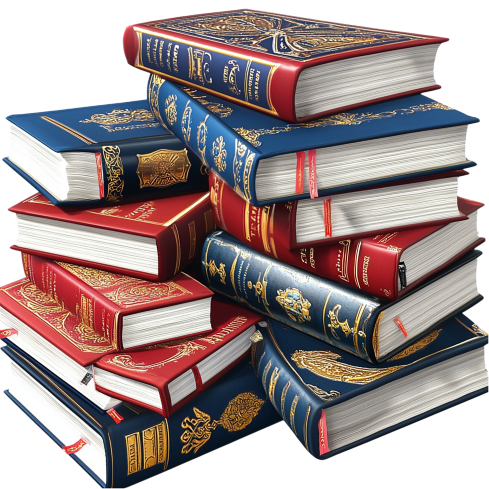 Stack of colorful hardcover books arranged neatly symbolizing knowledge education wisdom and the timeless charm of literary treasures png