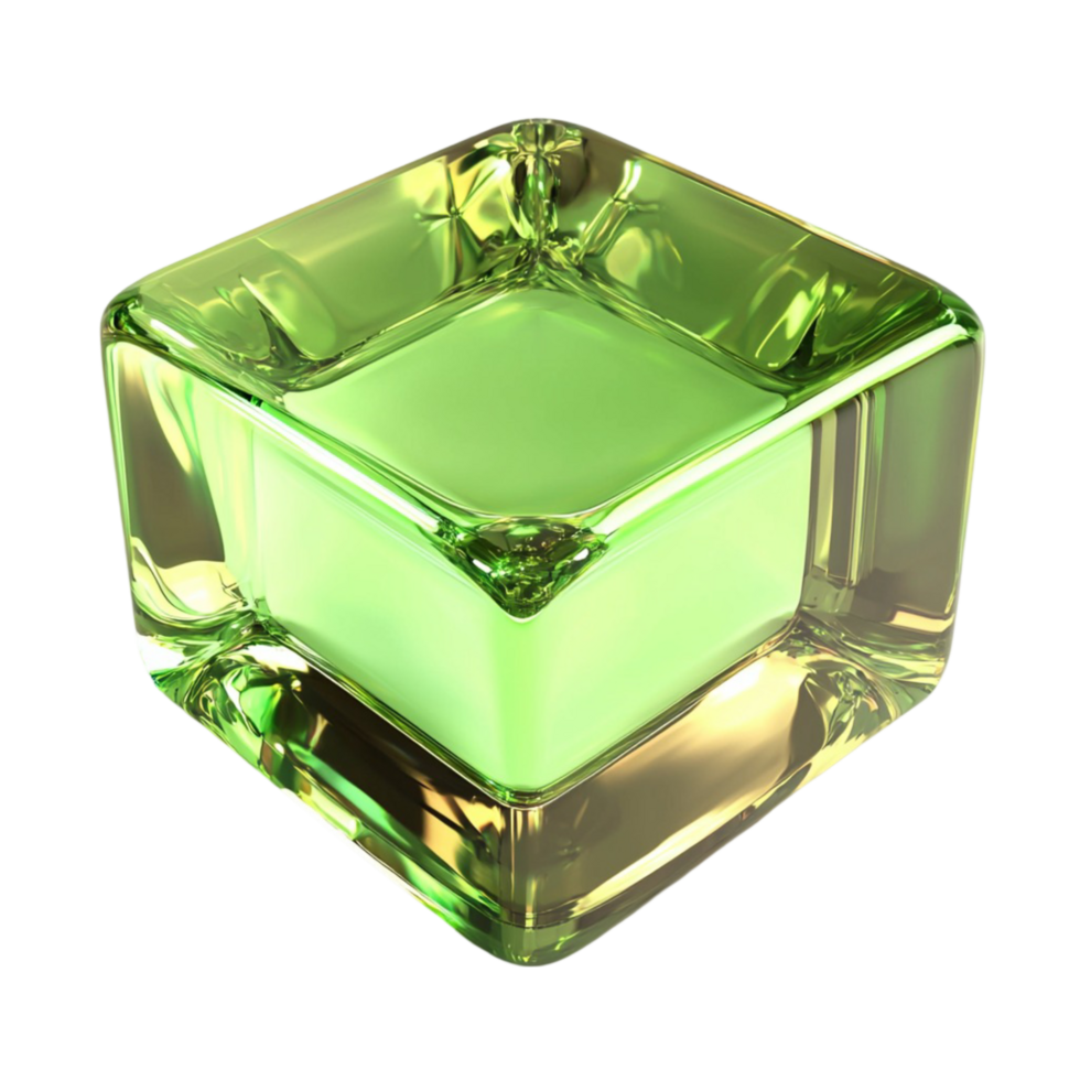 green glass ice cube with smooth edges symbolizing freshness clarity coolness and the beauty of modern decor png