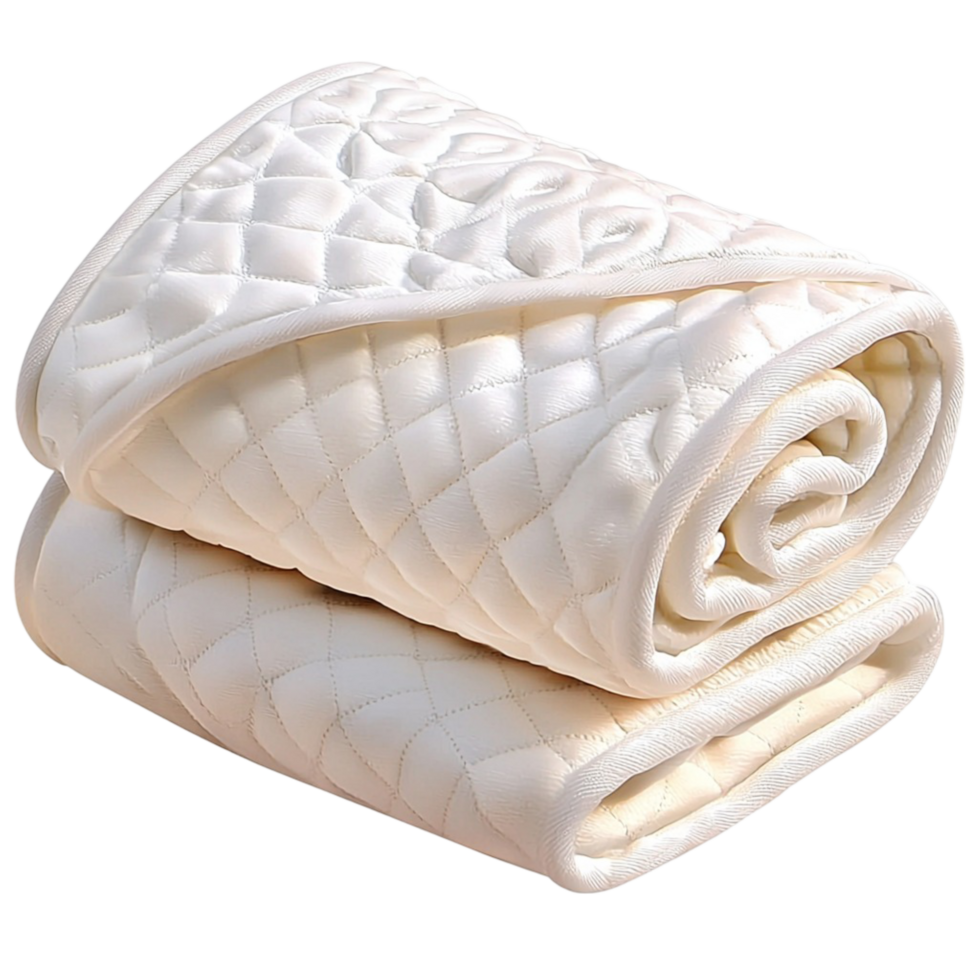 Luxurious white quilted blanket with soft folds symbolizing warmth comfort relaxation and the timeless charm of cozy home essentials png