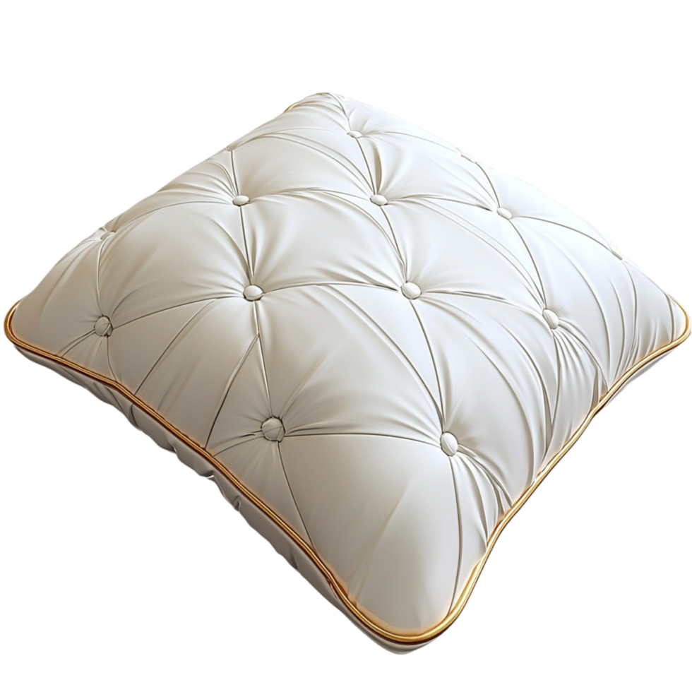 Luxurious white quilted pillow with soft folds symbolizing comfort relaxation elegance and the essential charm of home furnishings png