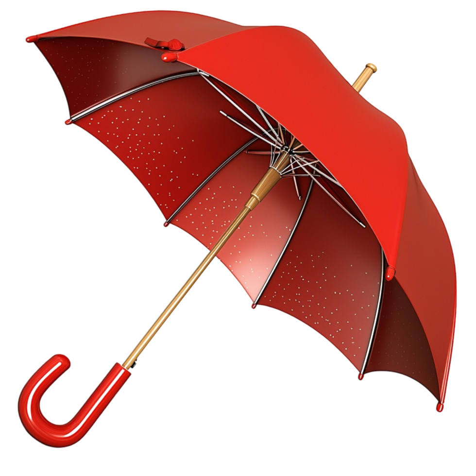 Classic red umbrella with a curved handle symbolizing protection elegance style and the timeless beauty of practical accessories png