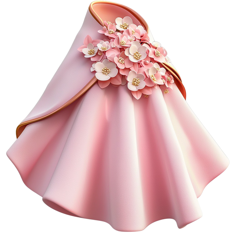 Elegant pink gown with delicate lace details symbolizing beauty femininity sophistication and the enchanting charm of formal attire png
