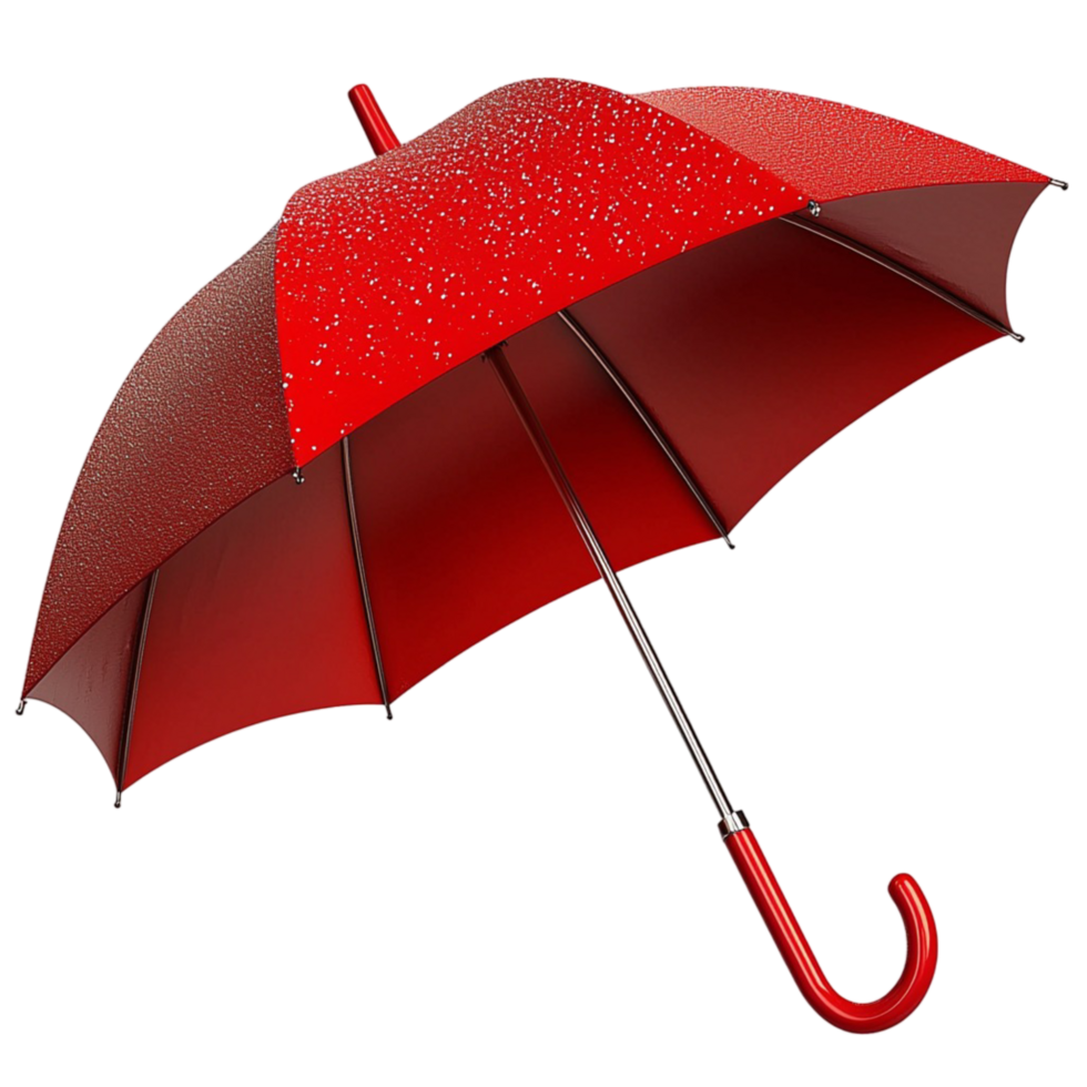 Classic red umbrella with a curved handle symbolizing protection elegance style and the practical charm of rainyday essentials png