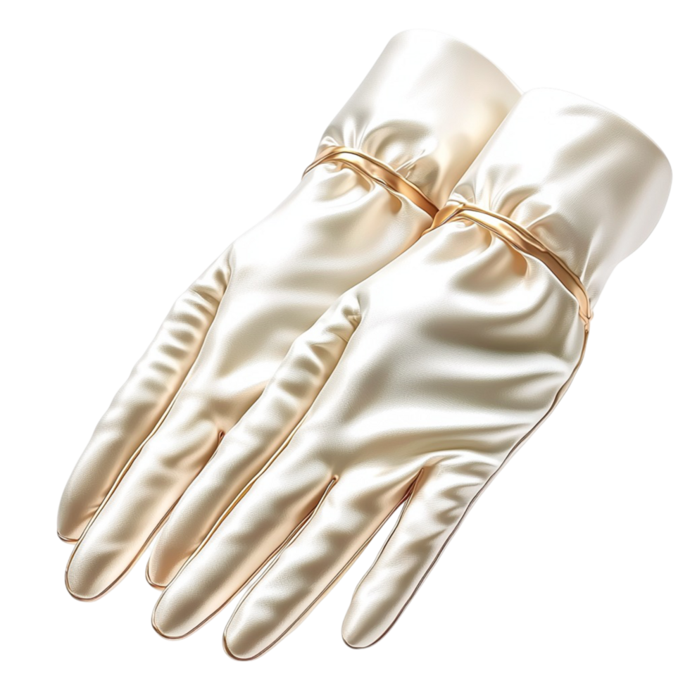 Elegant white gloves with intricate embroidery symbolizing sophistication refinement fashion and the graceful charm of vintage attire png