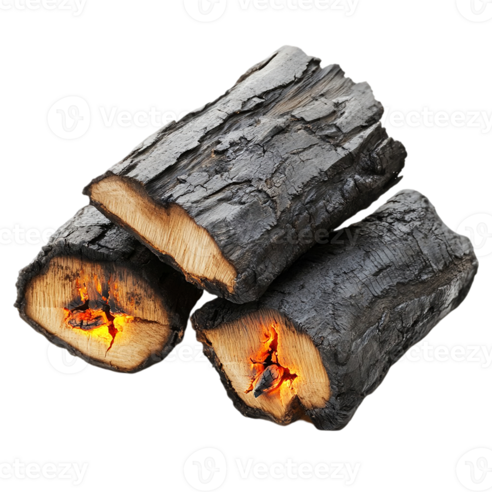 Realistic fire logs with detailed texture, great for design elements, isolated on transparent background png