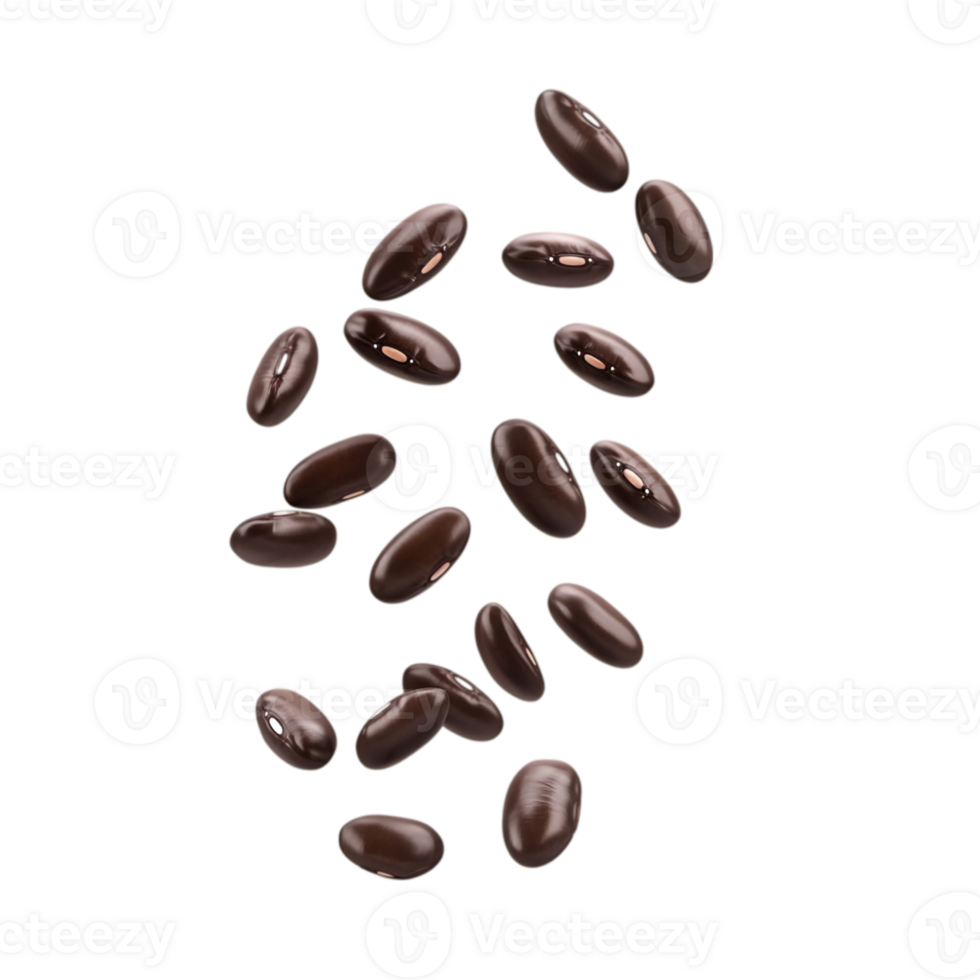 Falling beans isolated on white, perfect for food blogs and packaging png