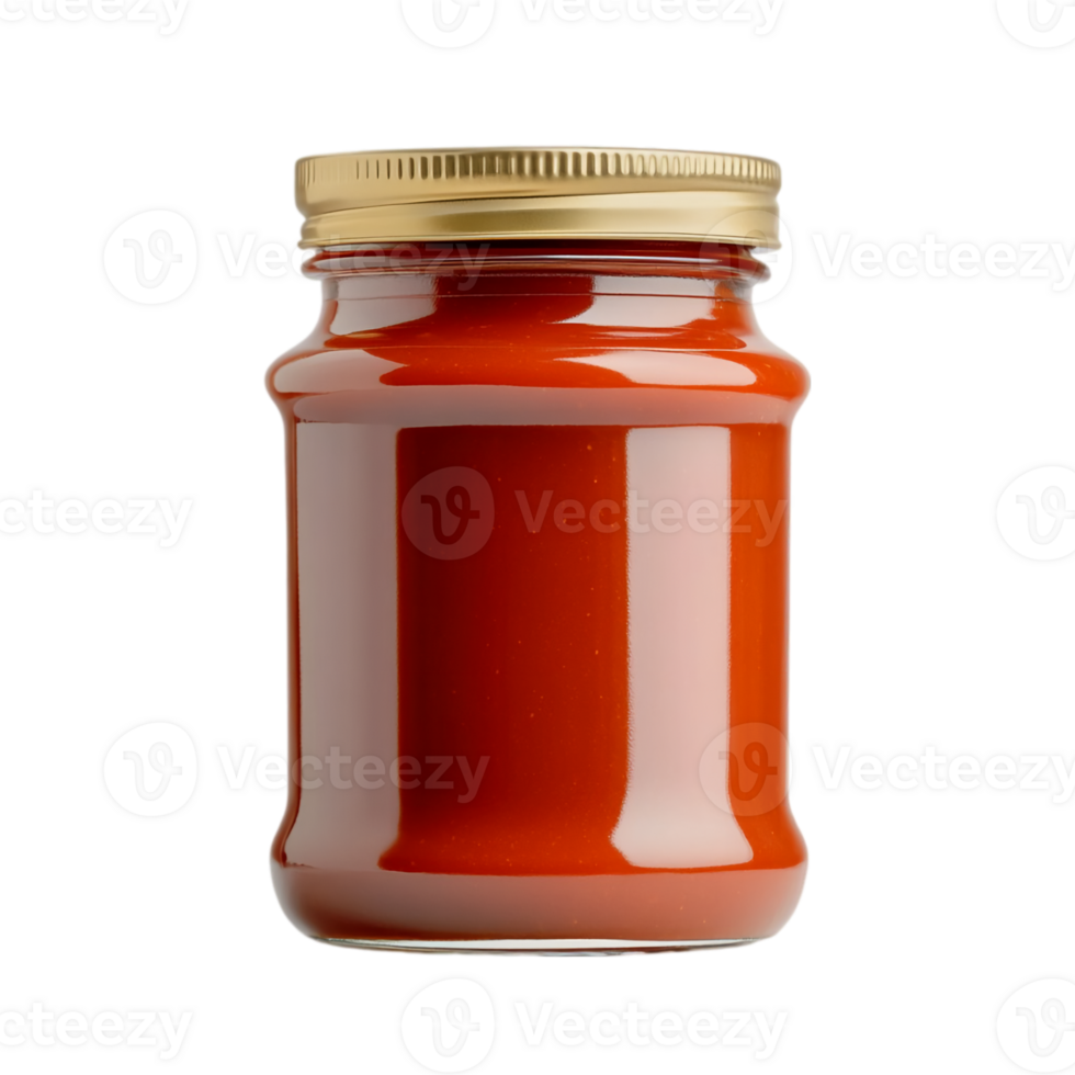 Empty Tomato Sauce Jar Mockup, White Background, Isolated, Product Packaging, Design Template png