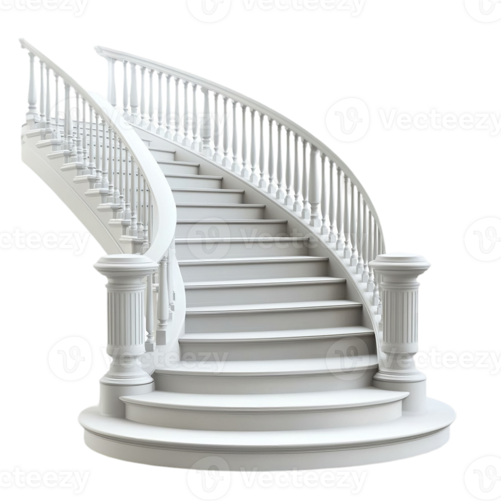 Elegant Staircases Isolated on White, Perfect for Design Mockups png