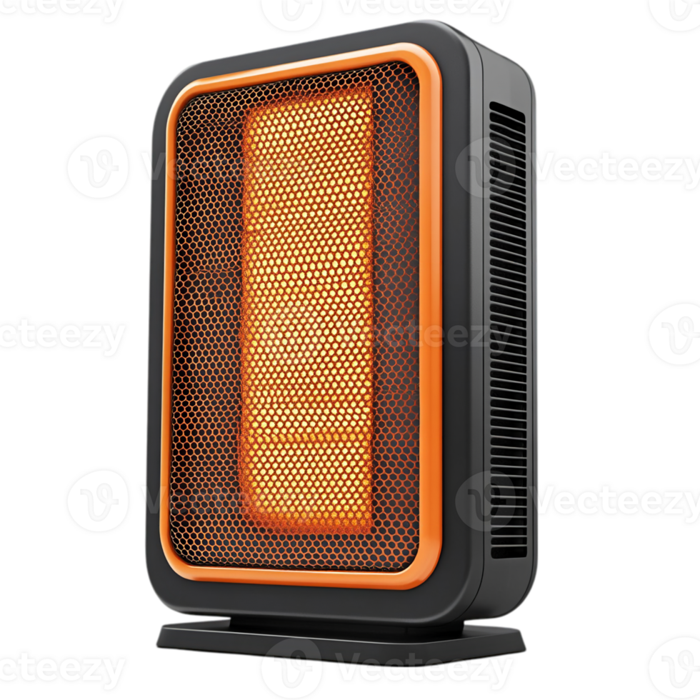 Contemporary electric heater with a clean design for digital and promotional use, isolated on transparent background png