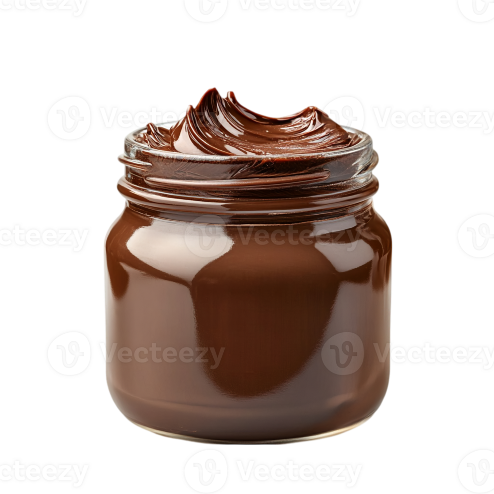 Jar of chocolate spread on a black backdropisolated on transparent background png