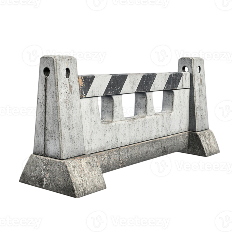 Concrete barrier with black stripes isolatedisolated on transparent background png
