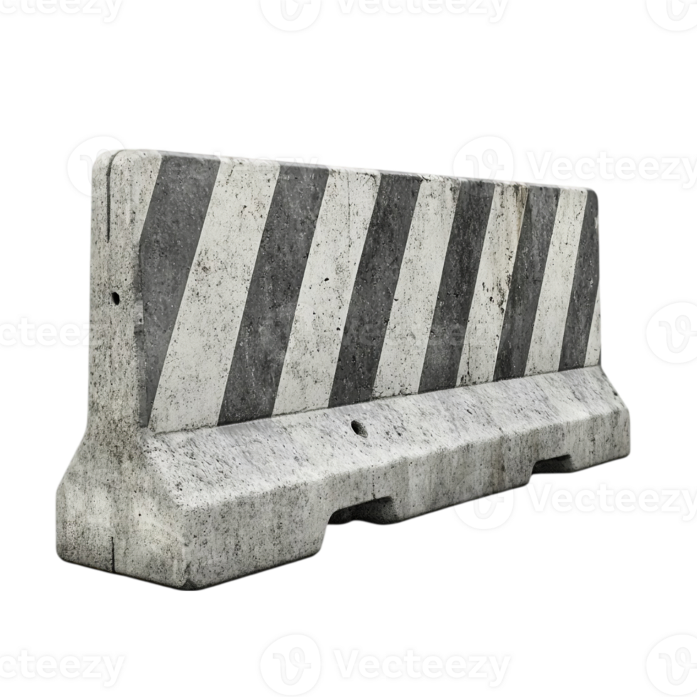 Concrete barrier road block construction siteisolated on transparent background png