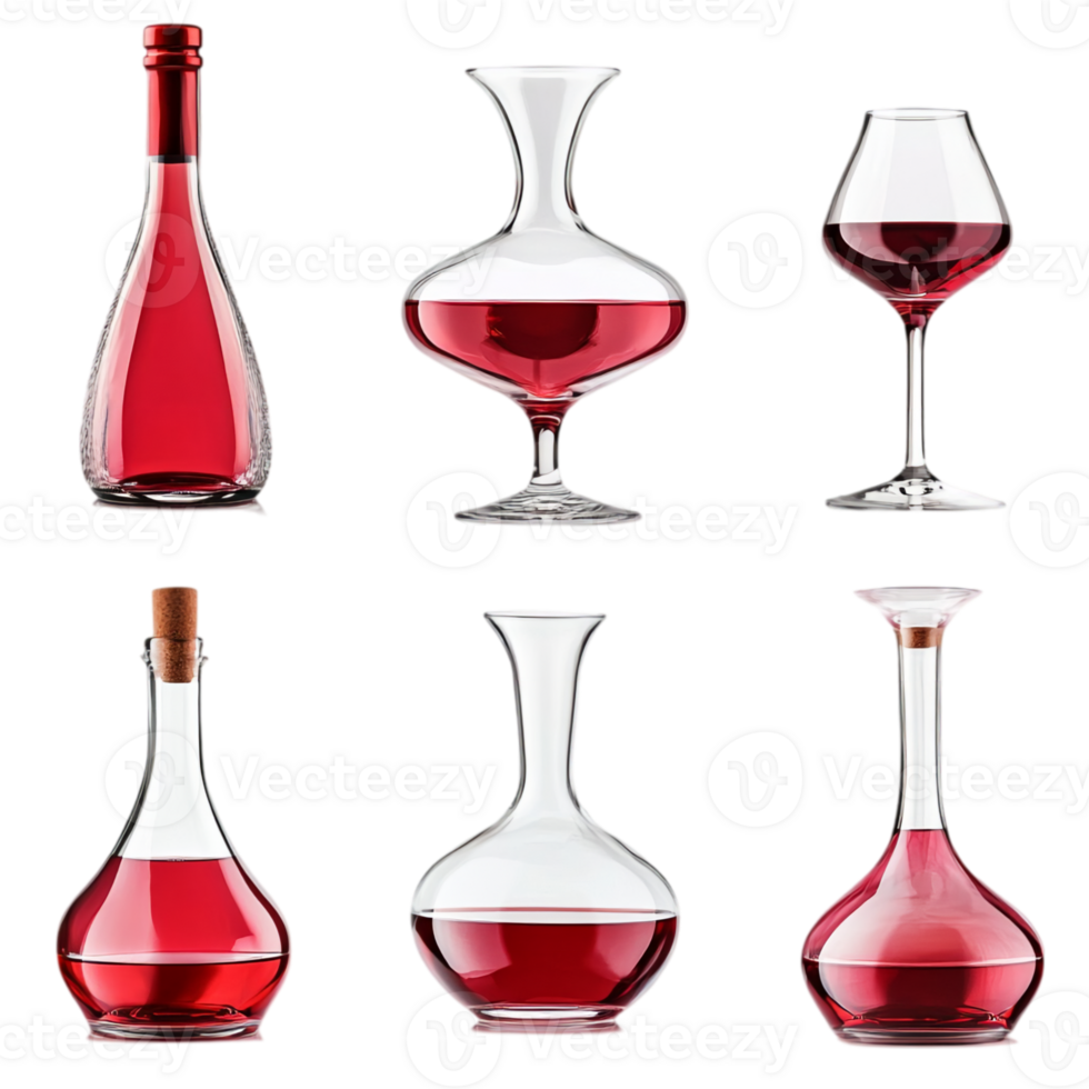 Wine bottles and decanters still life artworkisolated on transparent background png