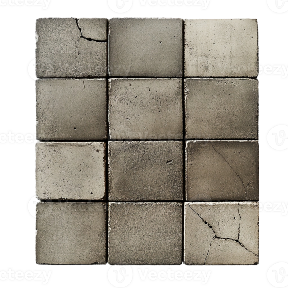 Concrete blocks wall texture background surfaceisolated on transparent background png