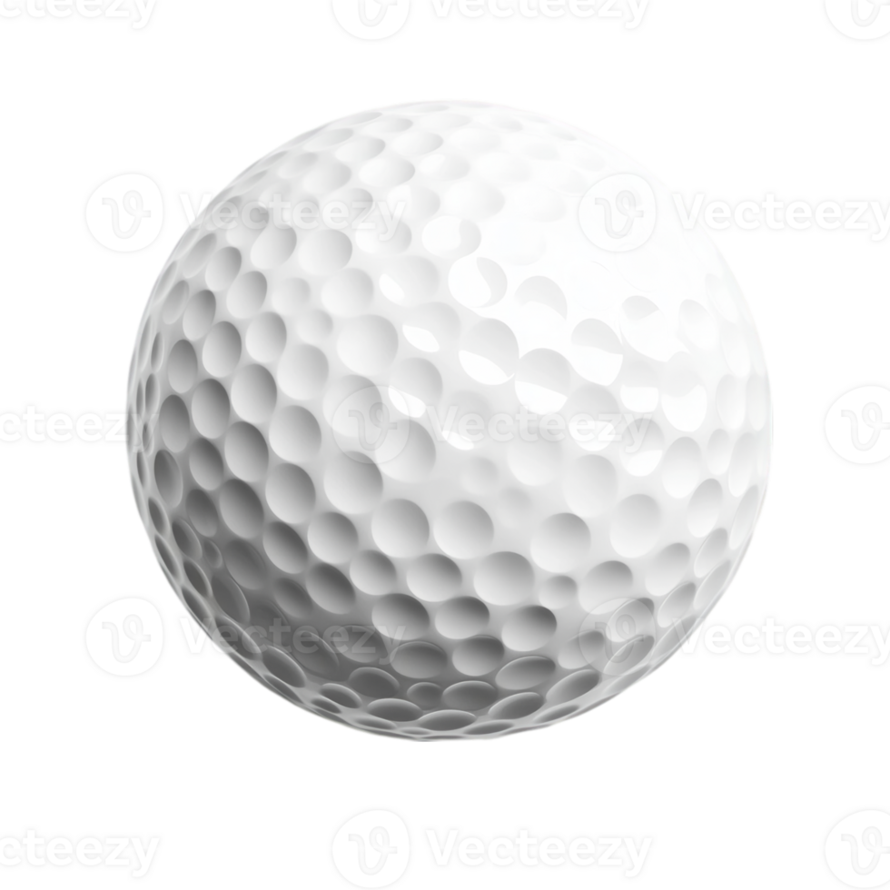 White golf ball with detailed dimple texture isolated on transparent background png