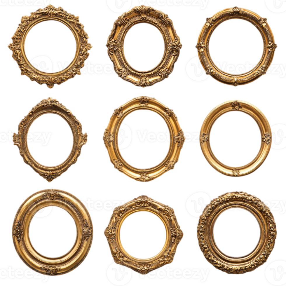 Gilded ornate frames collection backdrop artisolated on transparent background png