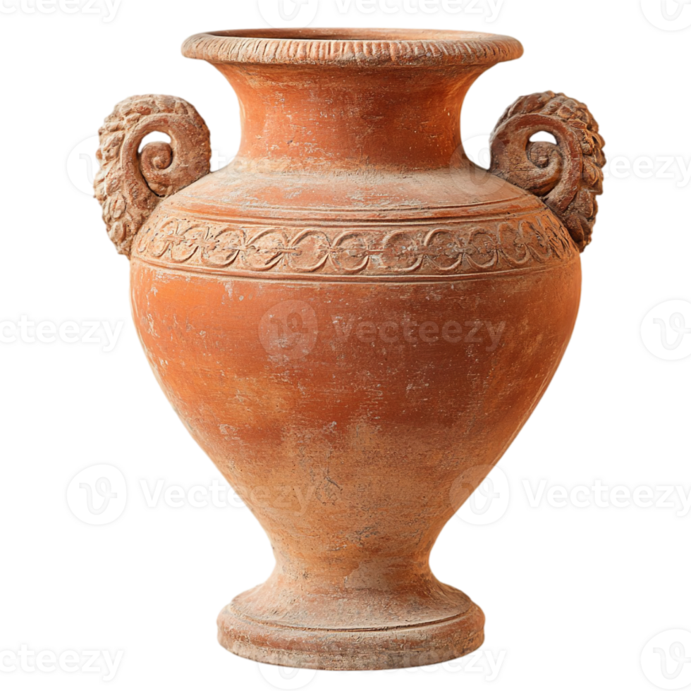 Terracotta urn with handles home decor itemisolated on transparent background png
