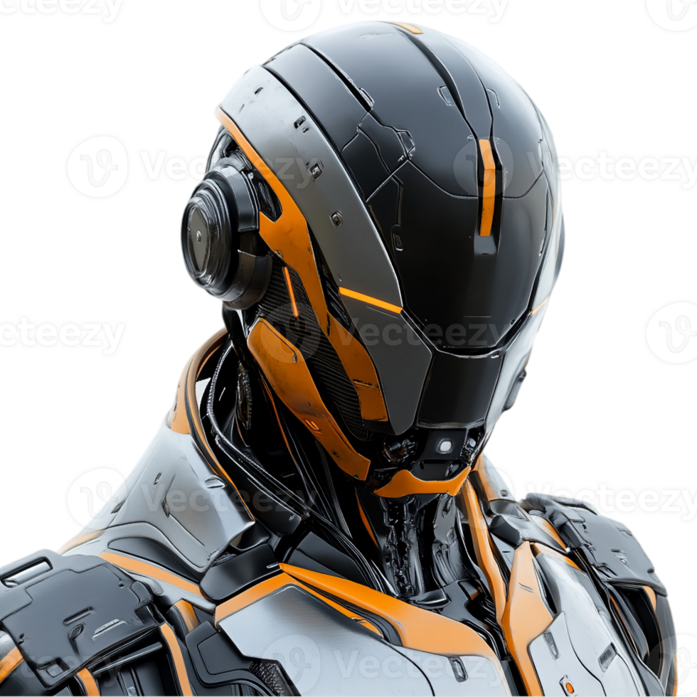 Futuristic armor concept art robot renderingisolated on transparent background png