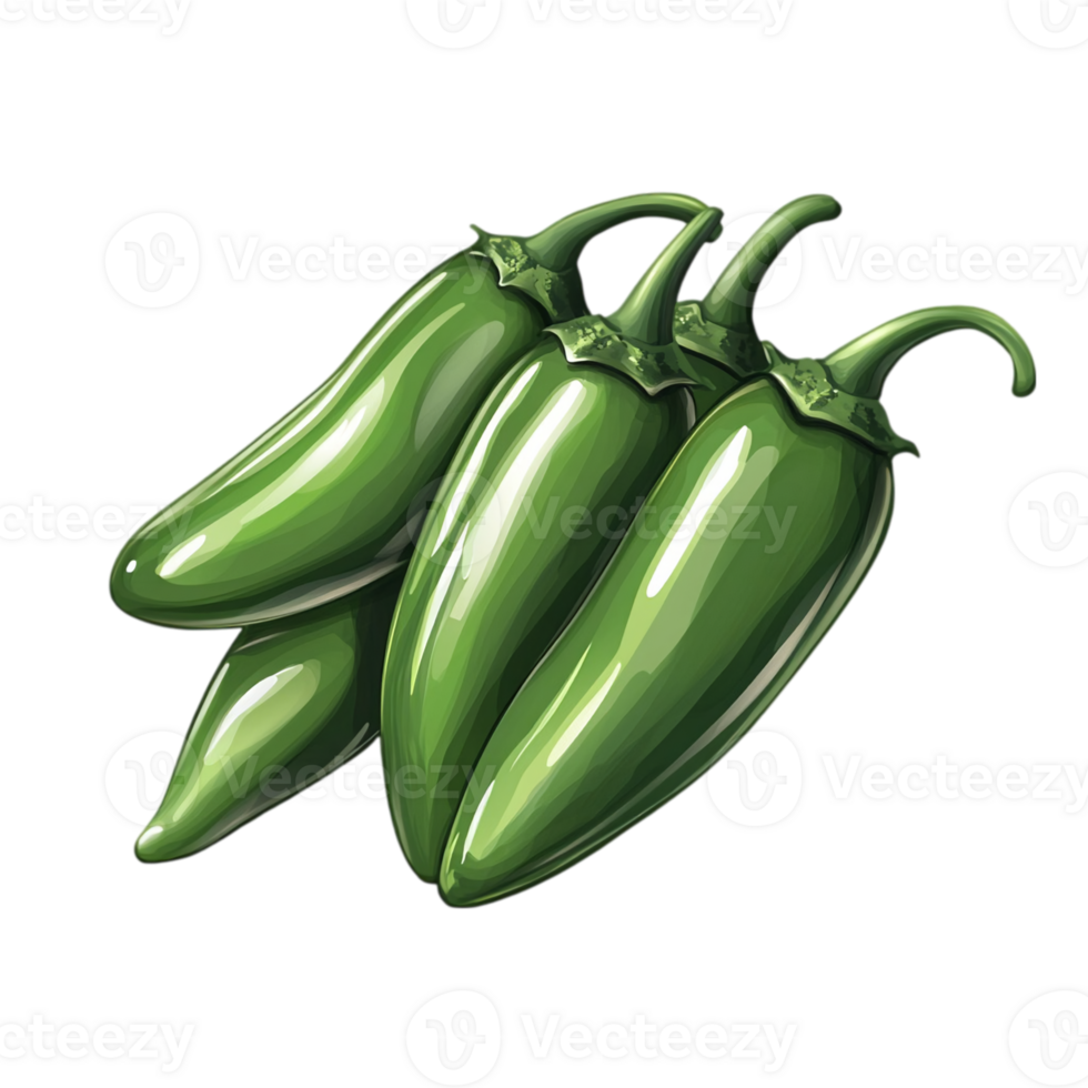 Fresh green jalapenos for mexican cuisine useisolated on transparent background png