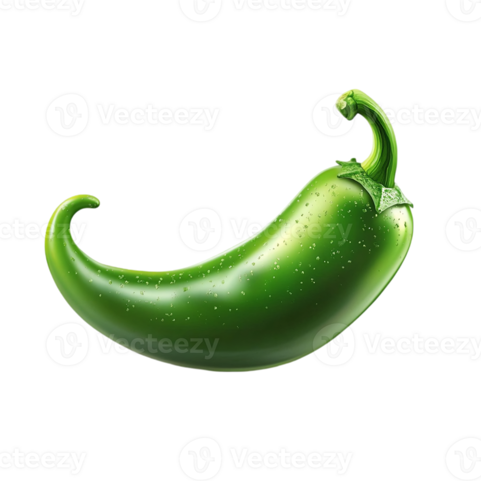Crisp fresh green jalape pepper presented on a dark background isolated on transparent background png