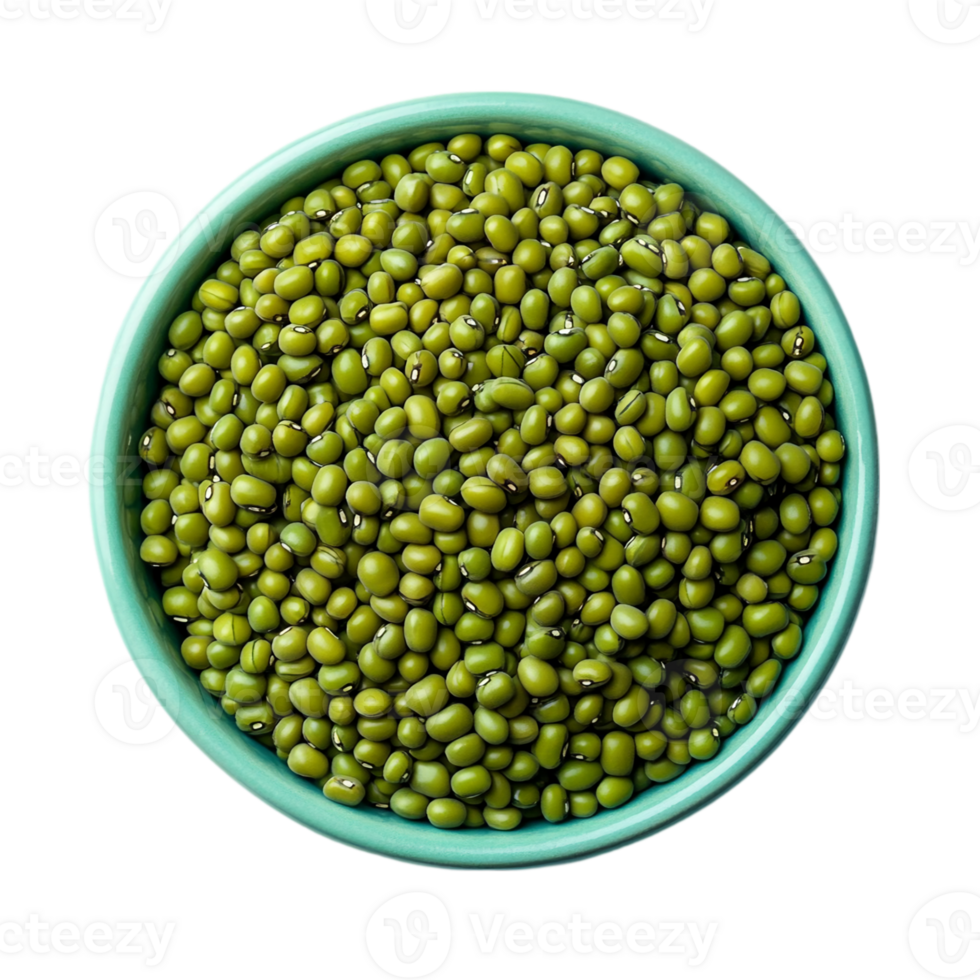Nutritious mung beans artfully arranged in a bowl against a dramatic black backdrop isolated on transparent background png