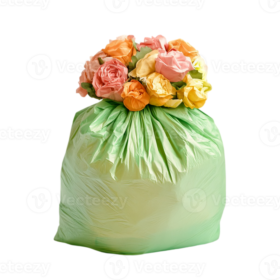 Floral arrangement in a refuse container stillisolated on transparent background png