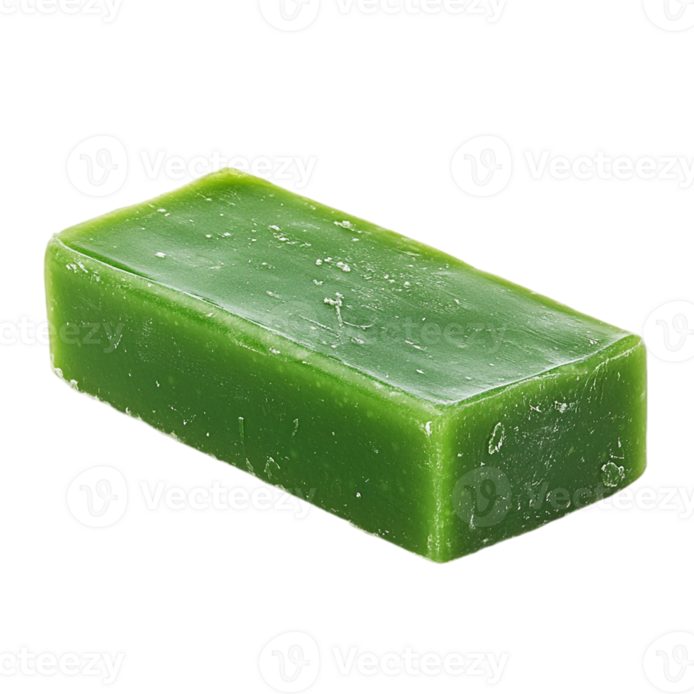 Green soap bar for hygiene and body cleansingisolated on transparent background png