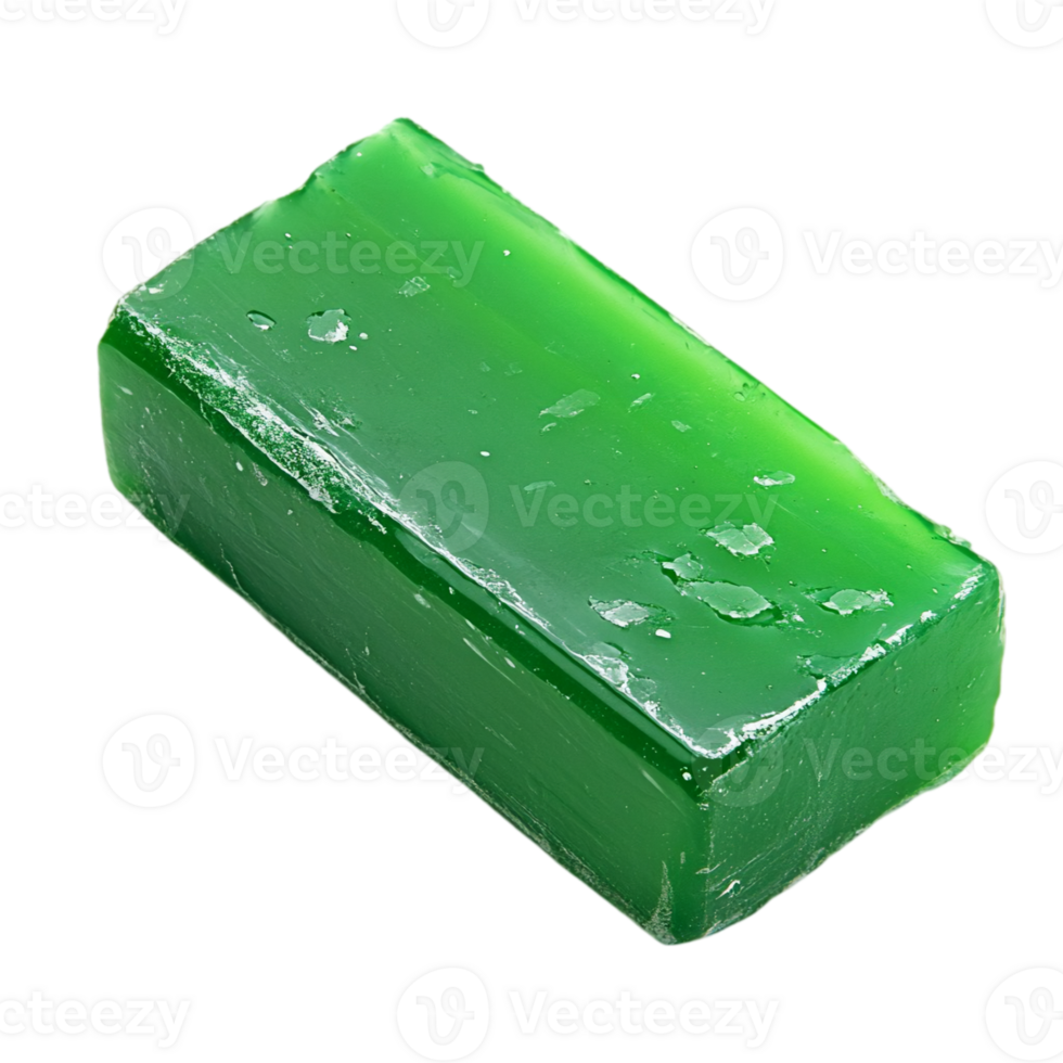 Green soap bar for cleansing on black backdropisolated on transparent background png