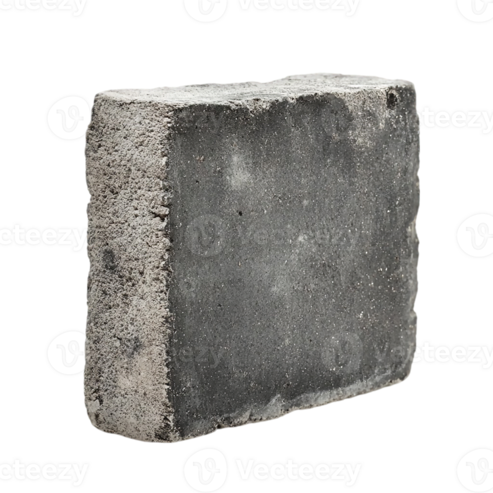 Isolated gray concrete block on black backdropisolated on transparent background png
