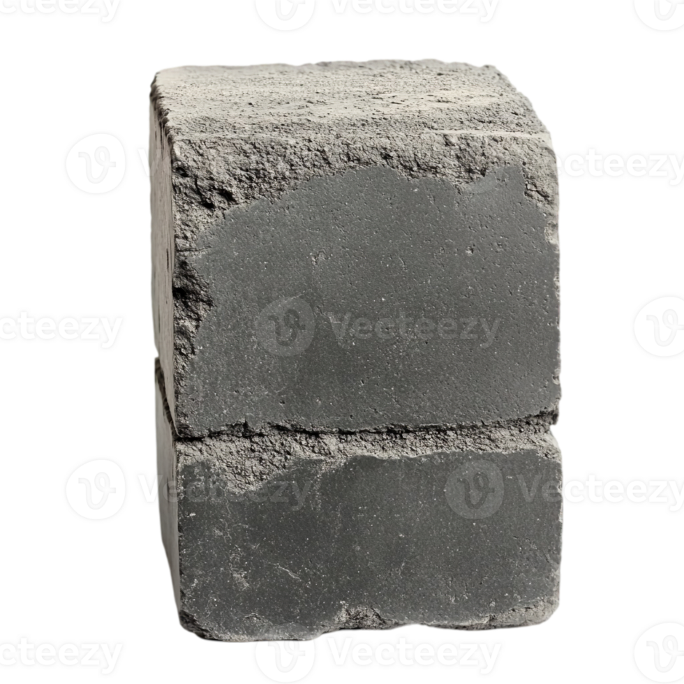 Stack of concrete blocks construction elementisolated on transparent background png