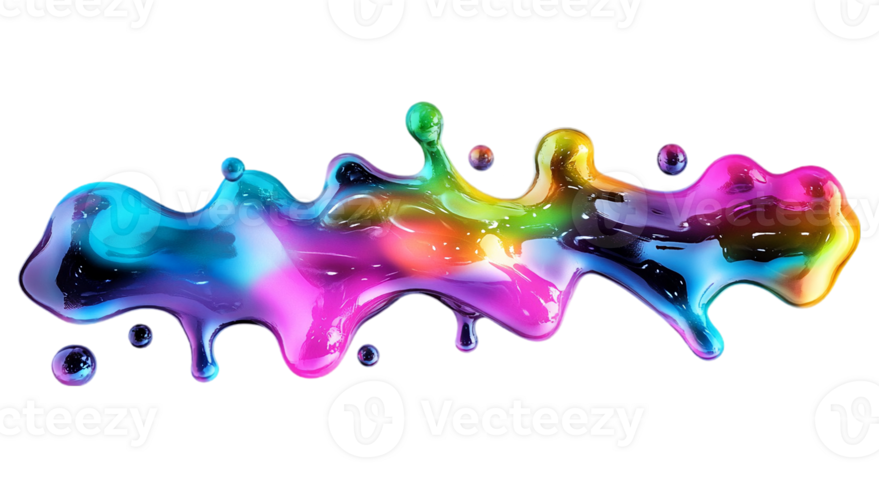 Colorful liquid splash against black backdrop isolated on transparent background png