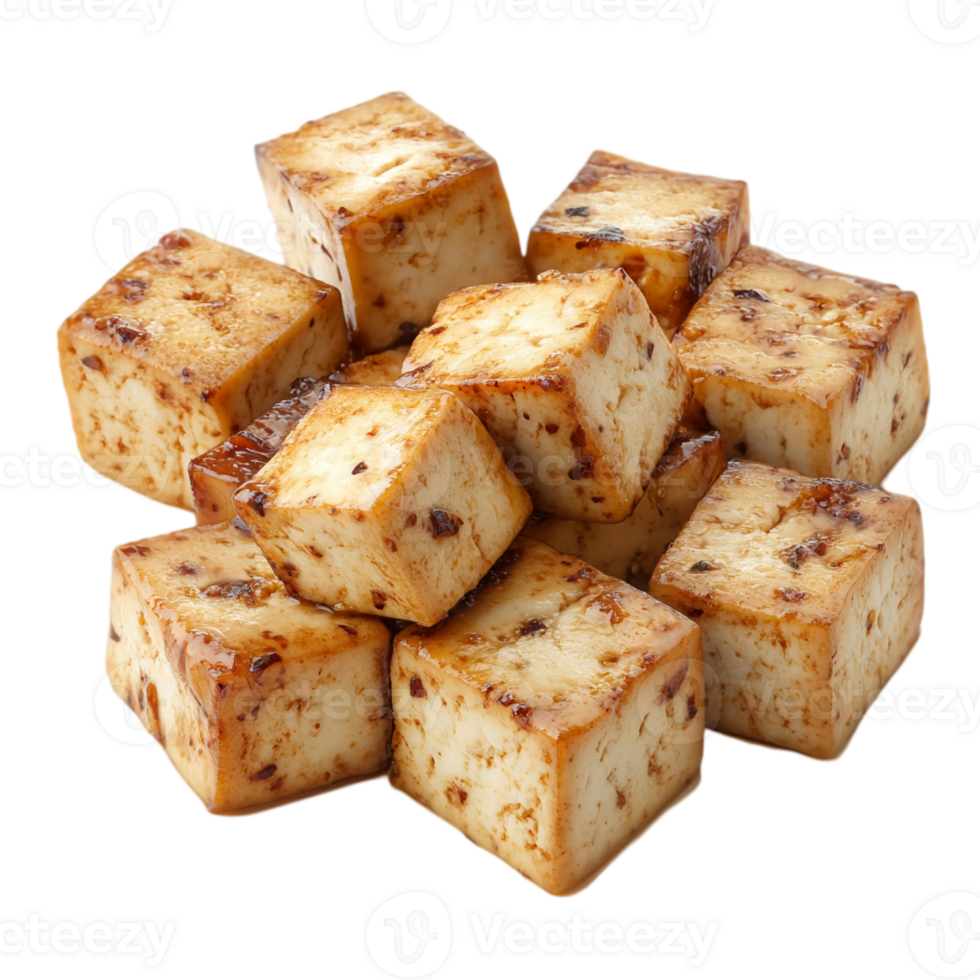 Delicious fried bean curd cubes food cuisine isolated on transparent background png