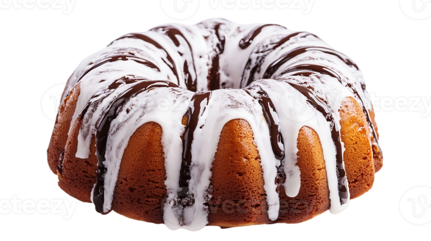 Delicious bundt cake with glaze food dessert isolated on transparent background png