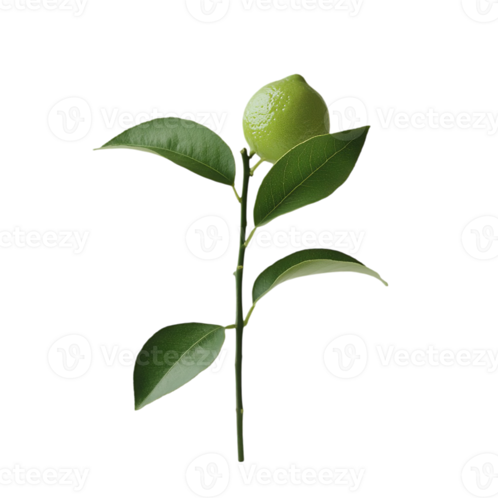 Fresh lime with leaves on a black background isolated on transparent background png