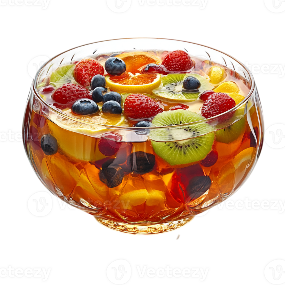 Delicious fruit punch bowl party celebration isolated on transparent background png